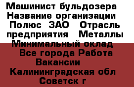 Машинист бульдозера › Название организации ­ Полюс, ЗАО › Отрасль предприятия ­ Металлы › Минимальный оклад ­ 1 - Все города Работа » Вакансии   . Калининградская обл.,Советск г.